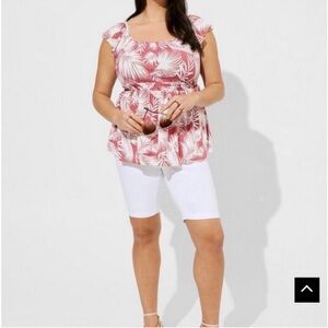 Torrid Super Soft Knit Top with Rose and White Leaf Design